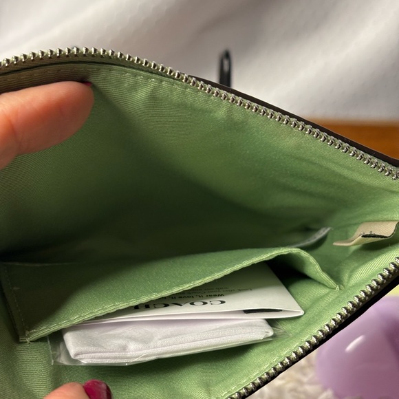 Coach Corner Zip Signature Patent Wristlet NWT - Picture 4 of 5